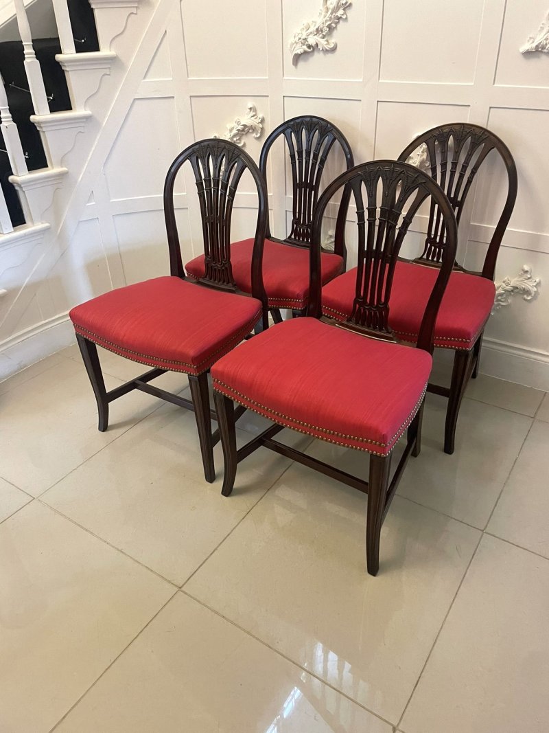 Outstanding Quality Set of 4 Antique Victorian Carved Mahogany Dining Chairs - Image 3